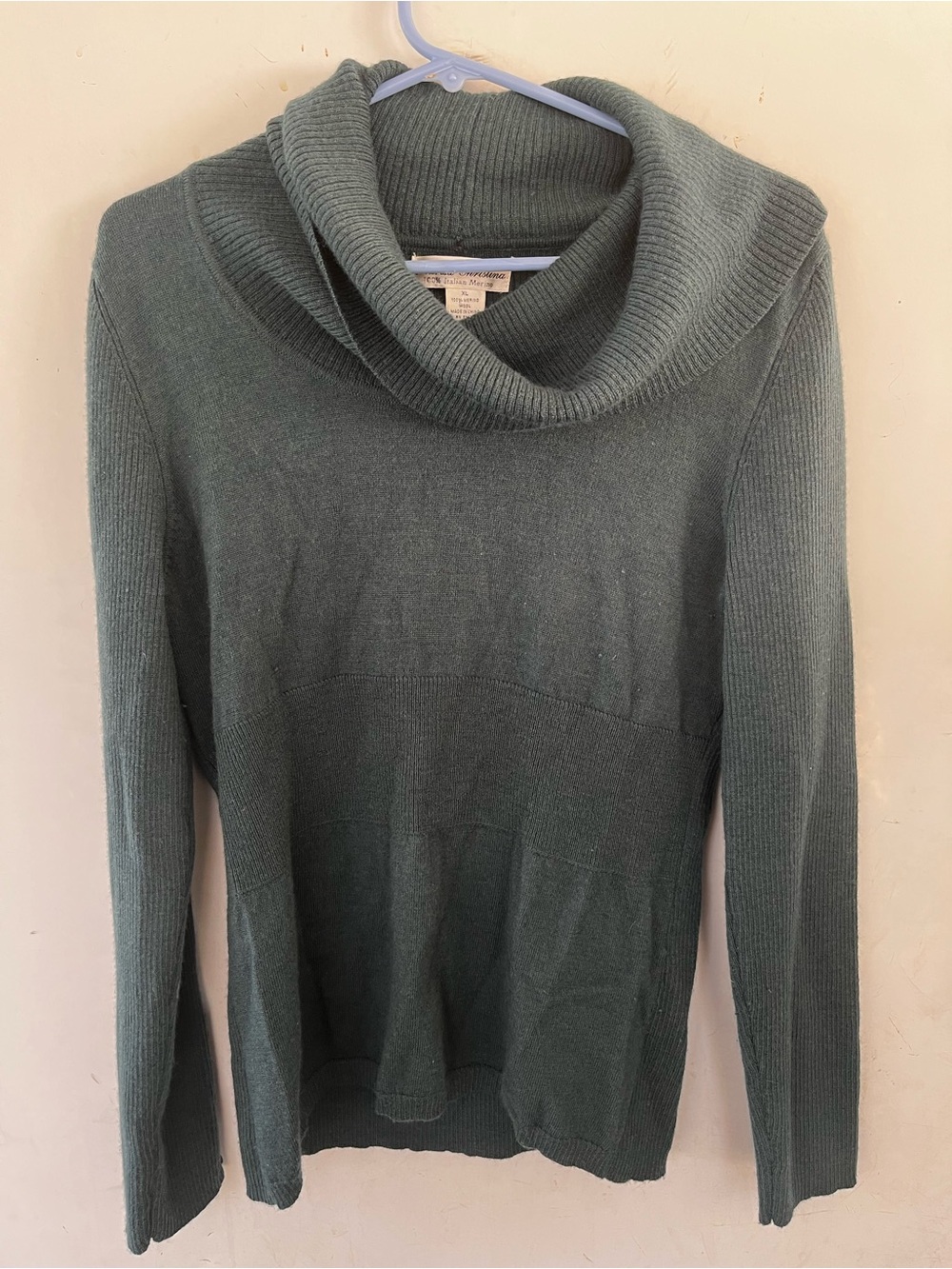 Preppy old money luxury Cowl Neck merino wool Sweater XL